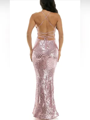 Violet Weekend Blush Pink Sequin Maxi Dress — Size 1/2 — NWT thumbnail 2