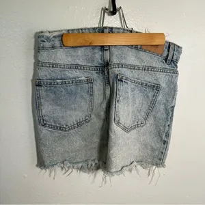Zara Trafaluc Women's Sz Small Cut Off Denim Mini Skirt Light Acid Wash Distress thumbnail 9