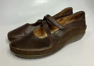Naot Matai mary‎ Jane style shoes brown & gold leather size 37 thumbnail 1