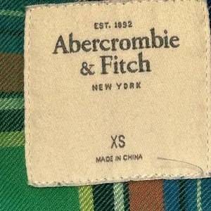 VTG Y2K Abercrombie & Fitch XS Green Plaid Flannel Shirt Moose logo Fitted fall thumbnail 6