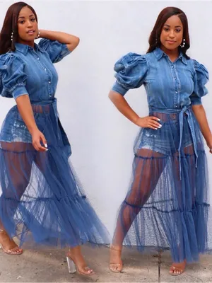 Denim Tulle Top (Light Denim) thumbnail 2
