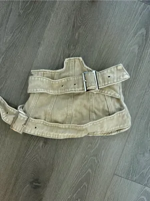 Pretty Little Thing Petite stone washed buckle Corset thumbnail 5