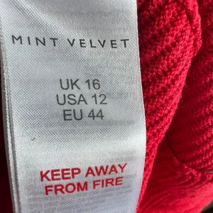 Mint Velvet Red Ribbed Boat Neck Sweater‎ Pullover White Stripe Cuffs Size US 12 thumbnail 6