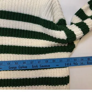 Madewell Womens Wide Ribbed Striped Turtleneck Sweater Small Ivory Green thumbnail 7