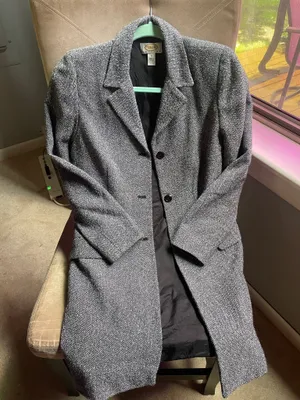 Talbots Gray Tweed Trench Coat thumbnail 1