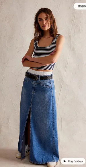 Free People Jean Skirt thumbnail 1