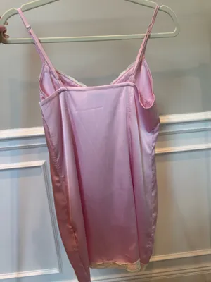Edikted Satin Baby Pink Mini Lace Slip Dress thumbnail 4