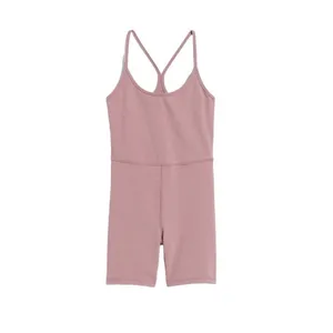 Old Navy PowerChill Racerback Romper Pink Athletic One Piece 6" Inseam thumbnail 2