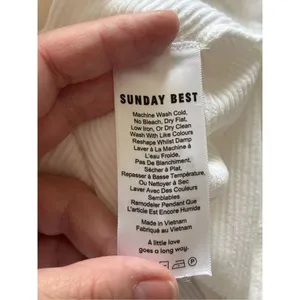 Aritzia Sunday Best White Ribbed Ruffle Strap Mini Dress Size XS thumbnail 3