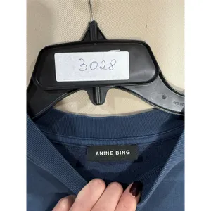 Anine Bing Miles Sweatshirt Navy Blue Chenille AB Patch Varsity Womens Medium thumbnail 2