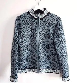 L.L BEAN Bean Cardigan Sweater Womens Small Norwegian Zip Up Snowflake thumbnail 1