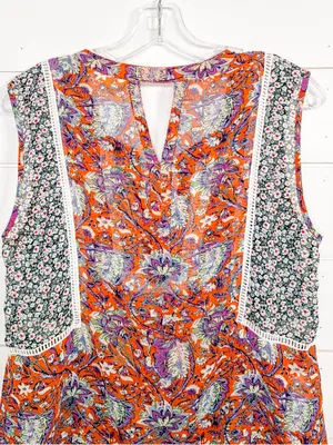 Anthropologie Meadow Rue Floral Colorblock Sleeveless Top, EUC, Medium thumbnail 9