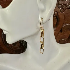 Gold tone chain link earrings Gold thumbnail 2