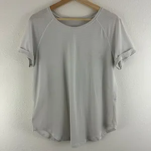 Lululemon Womens White Open Up Tie Back Flowy Athletic Workout Short Sleeve Tee thumbnail 1