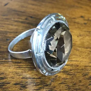 Faceted Smokey Quartz and Sterling Silver Vintage Cocktail Ring Size 6 thumbnail 8
