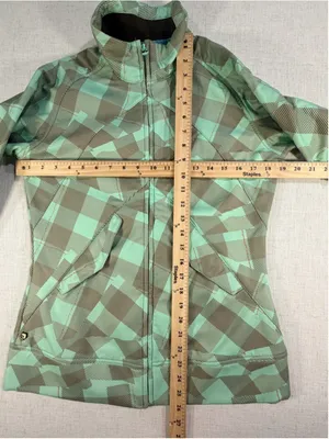 Salomon Women’s Fleece Lined Softshell Ski Jacket Geometric Plaid Mint Brown M thumbnail 5