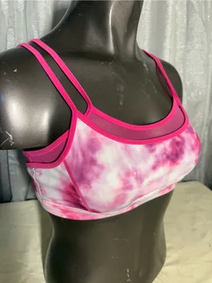 Good American Pink Tie-Dye Double-Strap Sports Bralette thumbnail 12