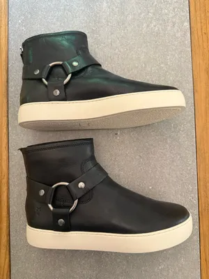Frye Lena Harness Bootie Black Leather Platform Sneaker 8.5 NWOB thumbnail 4