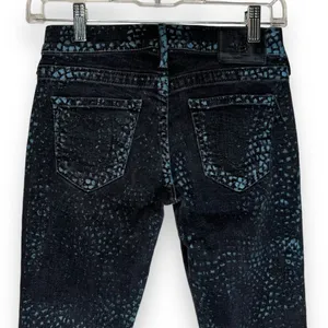 True Religion Casey Jeans Sz 25 Black & Blue Snakeskin Skinny‎ Stretch thumbnail 4