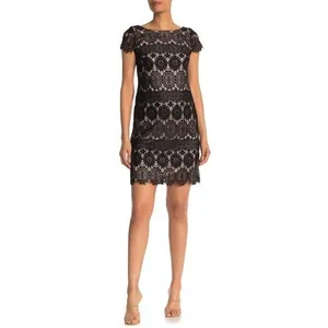 Eliza J Sheath Dress Womens 8 Navy Lace Wedding Guest Formal Feminine Romantic thumbnail 2