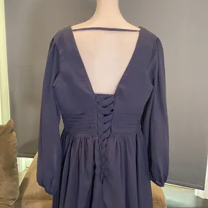 Women’s Blue Full Length V-Neck Corset Bridesmaid Dress Leg Split Size 14 thumbnail 7