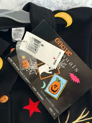 Vintage 90s Onque Casuals Halloween Cardigan Jacket NWT Cat Haunted House thumbnail 7