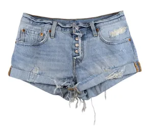 Levis 501 Original Light Wash Distressed Button Fly Denim Cut Off Shorts Size 26 thumbnail 1