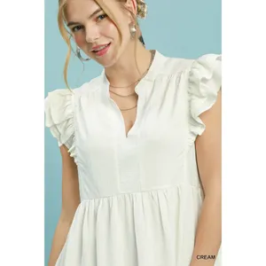 Umgee Ruffle Sleeve Babydoll Dress - Large thumbnail 4