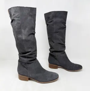 [Steve Madden] Gray Pondrosa Suede Leather Tall Knee High Slouchy Boots Size 9 thumbnail 1