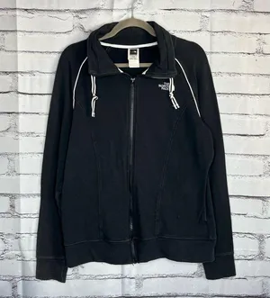 The North Face Women’s XL Fleece Softshell Full-Zip Pullover Jacket Black White thumbnail 1