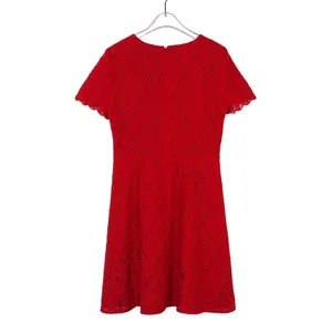 J.Crew Red Lace Short Sleeve A-Line Mini Dress Size 2 Extra Small thumbnail 3