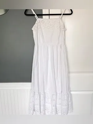 Japna White Eyelet Maxi Dress with Spaghetti Straps-100% Cotton thumbnail 2