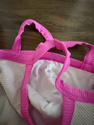 Year of Ours White Sports Bra Ribbed Pink thumbnail 2