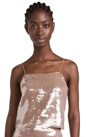Madewell‎ Abigail Gold Sequin Crop Tank Top Size Large thumbnail 1