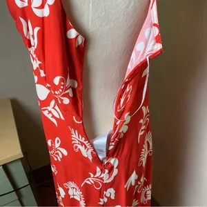 YAS Red Tropical Floral Boho Maxi Dress XL | Resort‎ Beach Vacation Sundress NWT thumbnail 8
