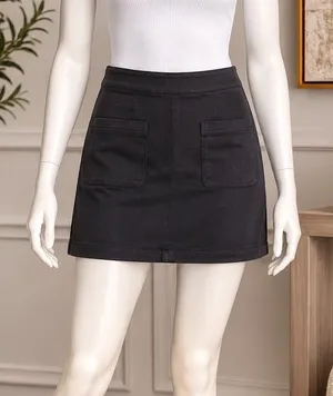 Old Navy Black A Line Mini Skirt Front Pockets Size 6 thumbnail 1