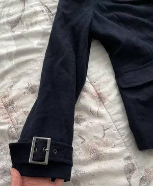 Navy Blue Wool Blend Double Breasted Pea Coat, size M thumbnail 12