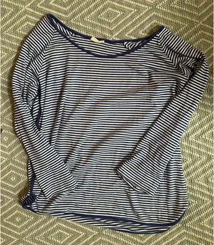 LAKE navy striped long sleeve pj top Blue thumbnail 1