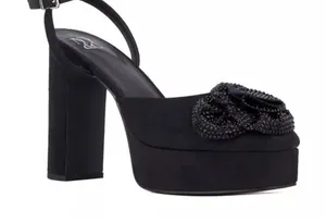 NY&C Raya Black Flower Platform‎ Heels 10 NIB Chunky Dressy Pumps thumbnail 1