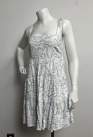 Abercrombie & Fitch Women's Tie Strap Linen-Blend Mini Small Dress Tiered Y2K thumbnail 4