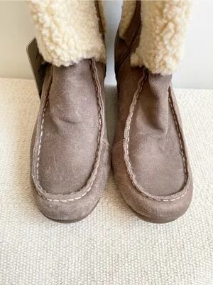Eddie Bauer Womens Faux Fur Cuff Leather Wedge Boots Size 6.5 Tara Choc thumbnail 3