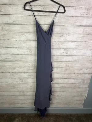 Lulus In Love Forever Granite Blue Lace-Up High-Low Maxi Dress Size Small thumbnail 2