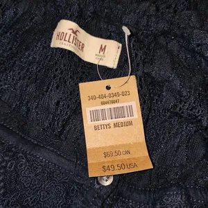 NWT Hollister Womens Navy Blue Peasant Top Blouse Medium‎ New thumbnail 4