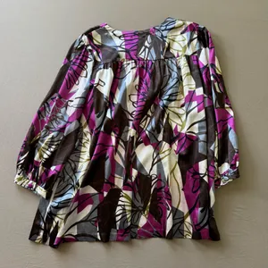 Y2K Early 2000s One World Abstract Floral Loose Blouse thumbnail 2