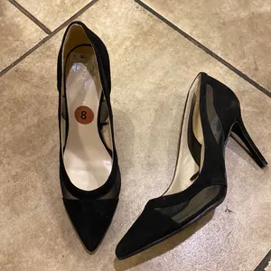Marc Fisher Darlee Black Mesh Pointed Toe Heels thumbnail 1