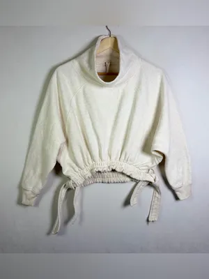 Daily Practice Anthropologie Women’s XXS Beige Funnel Neck Side Tie Sweatshirt thumbnail 2