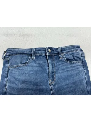Womans Excellent American Eagle High Rise Jegging Stretch Blue Jeans Size 10 thumbnail 3