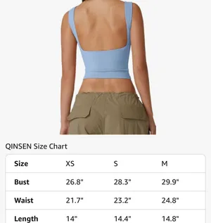 QINSEN Women's Sexy Open Back Sleeveless Crop Tank High Neck Slim Fit Cropped Tee Shirt Y2k Tops Size S . NWT thumbnail 5