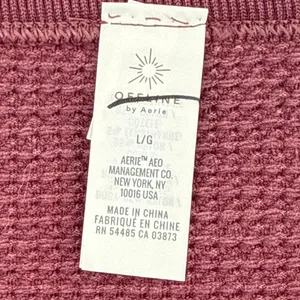 Aerie Main Squeeze Seamless‎ Waffle Crop Henley Large Long Sleeve Thumb Hole thumbnail 6