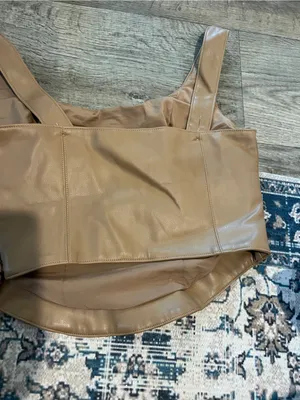 Abercrombie Brown Faux-Leather Corset Tank Top - Women thumbnail 7